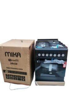 MIKA Standing Cooker 58×58 cm 3G+1E with Electronic Oven – Compact & Reliable
