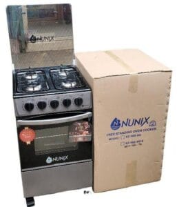 NUNIX 50×55 Full Gas Cooker – Compact Free Standing Gas Stove with Oven