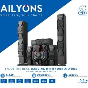 Ailyons ELP5901K 5.1CH Home Theater Multimedia Speaker System with Bluetooth